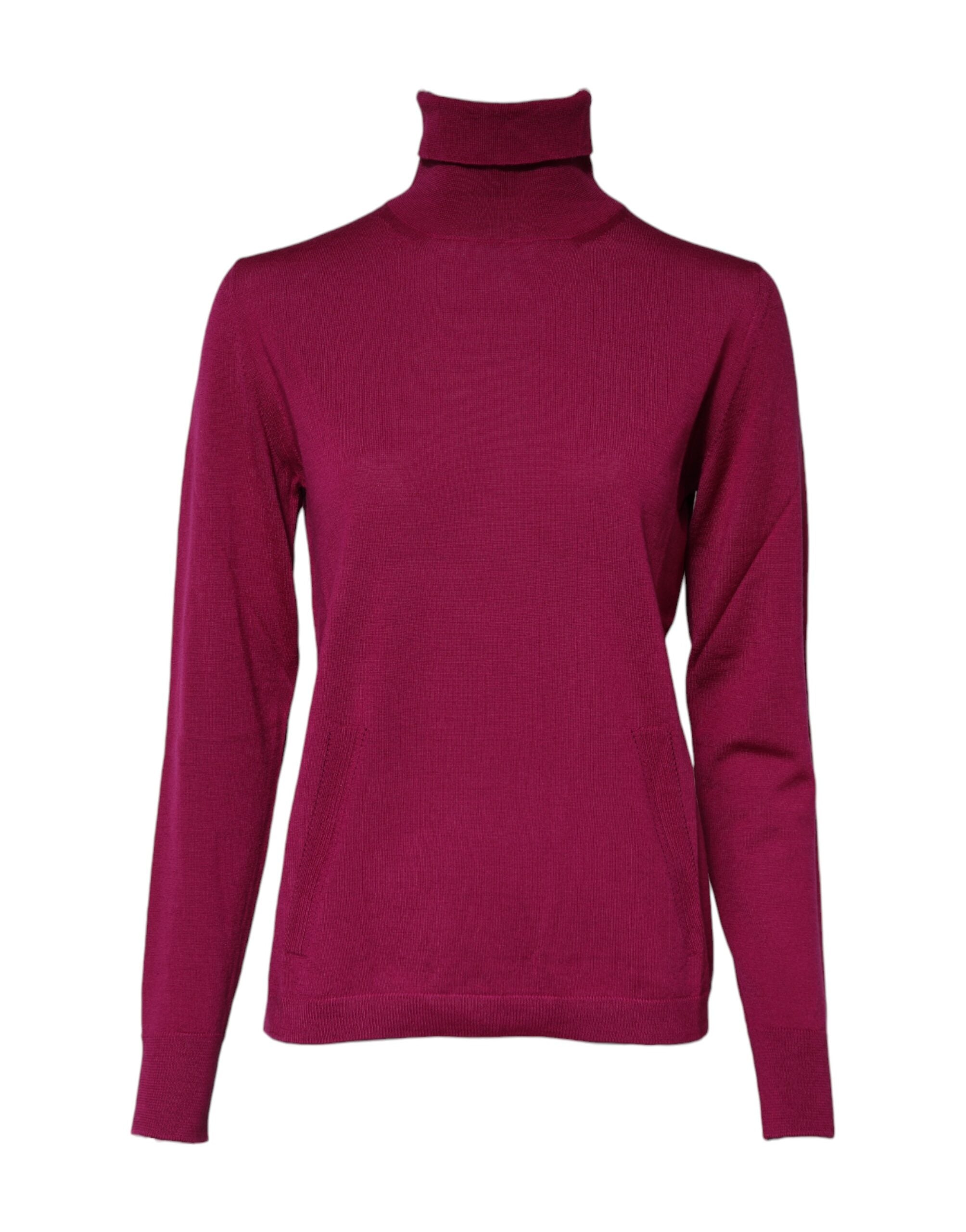 Fuchsia ulltröja med långa ärmar och polotröja