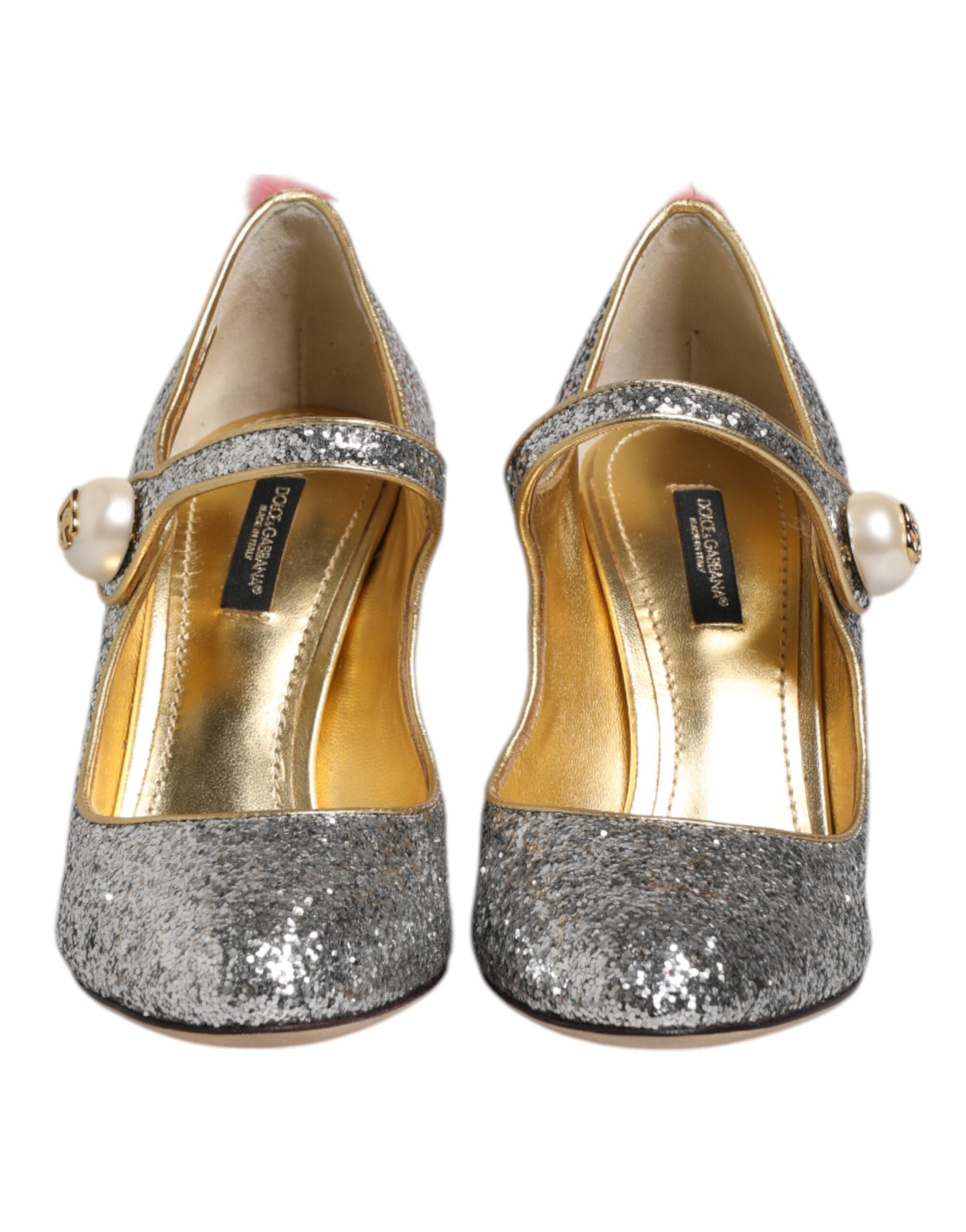 Silverglitter Minkpäls VALLY Pumps