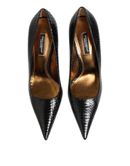Dolce & Gabbana Black Exotic Leather Stiletto Pumps Shoes