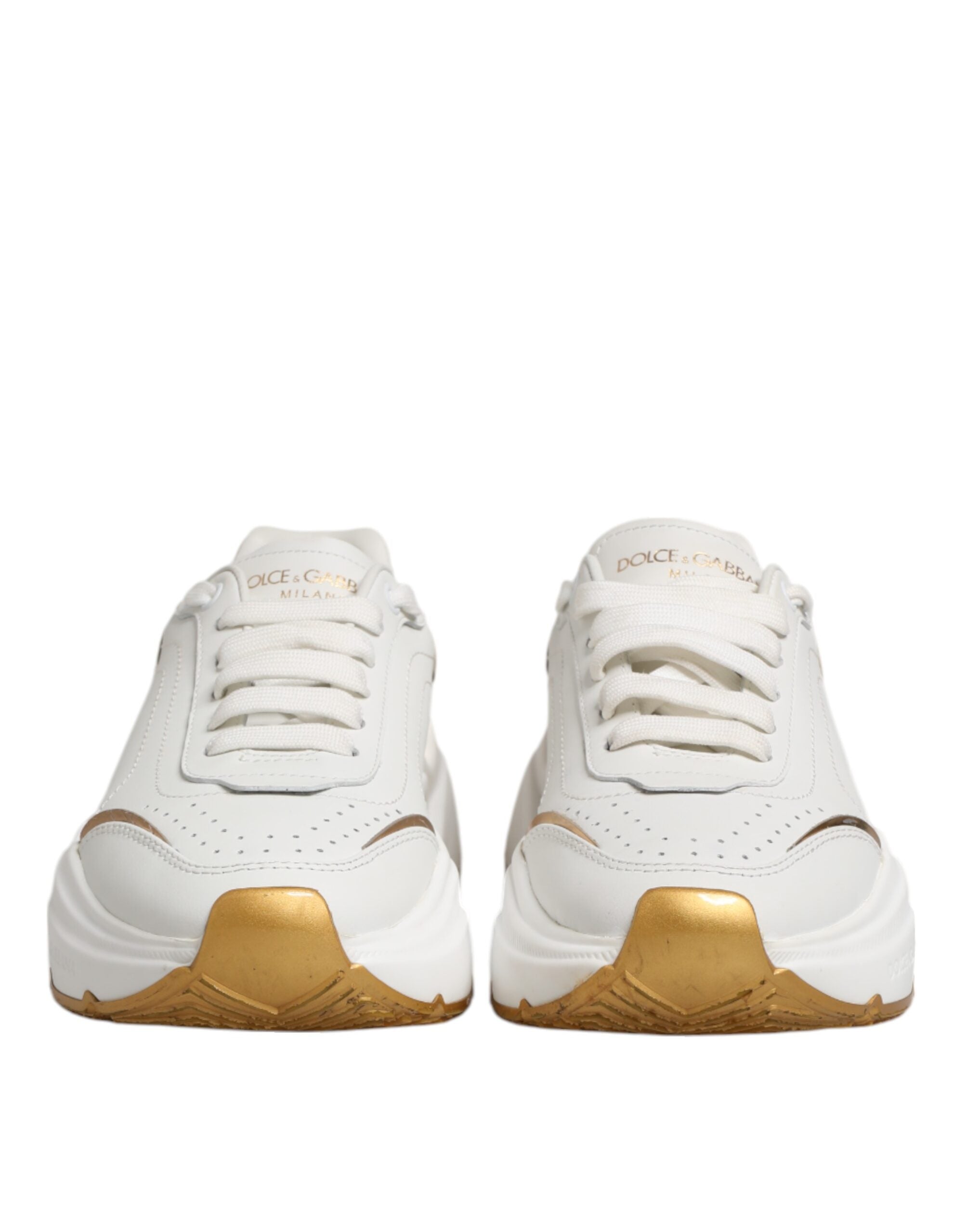 Hvite gull DAYMASTER skinnsneakers