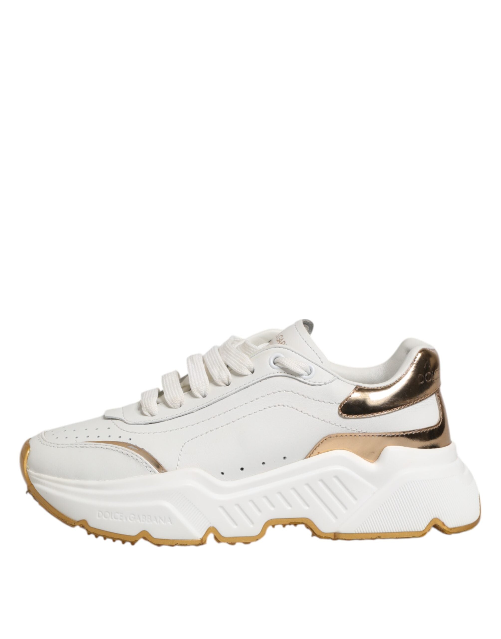 Hvite gull DAYMASTER skinnsneakers
