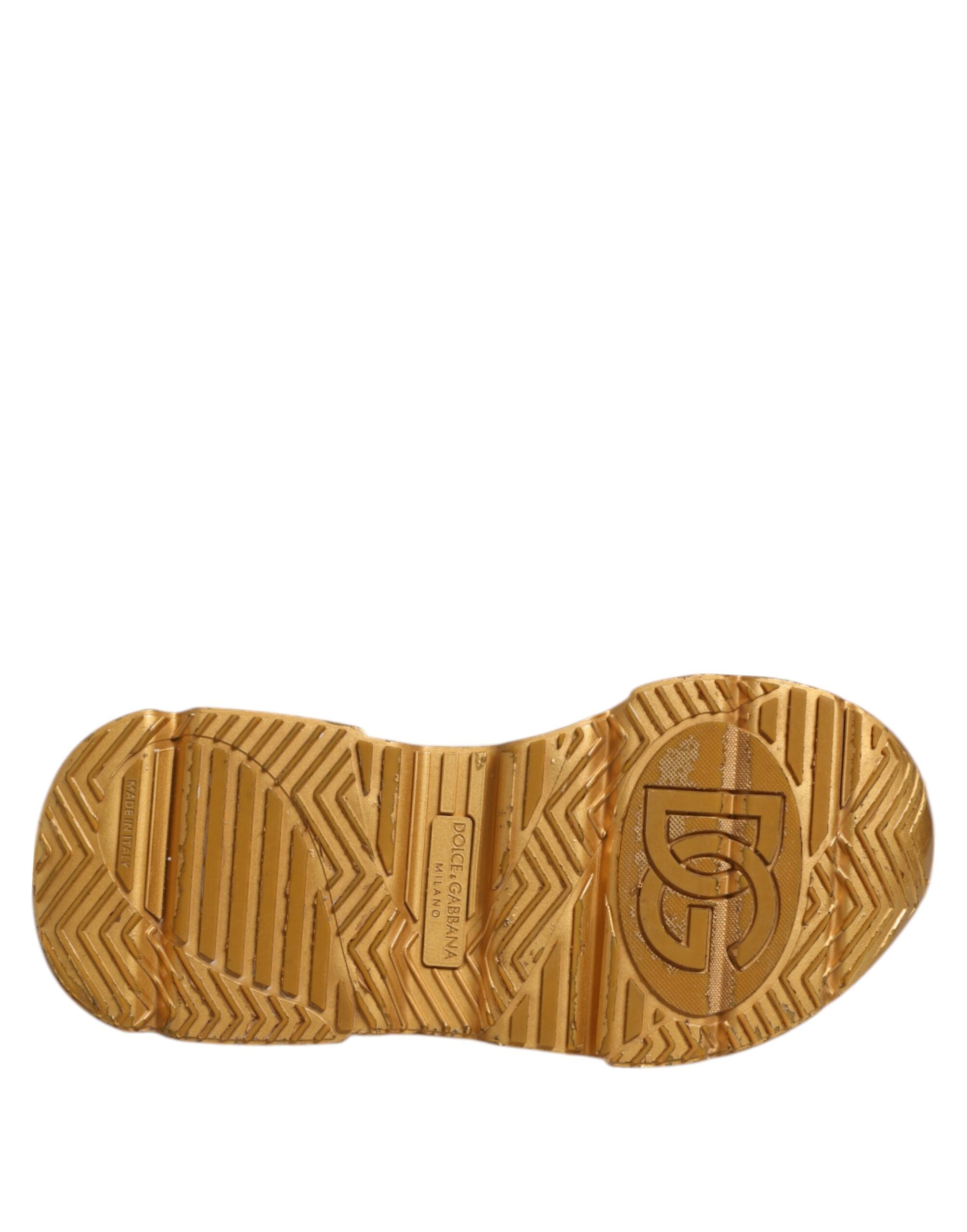 Dolce & Gabbana White Gold DAYMASTER Leather Sneakers Shoes