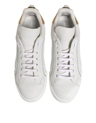 Dolce & Gabbana White Gold Leather Low Top Sneakers Shoes