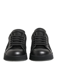 Dolce & Gabbana Black Floral Lace Low Top Sneakers Shoes