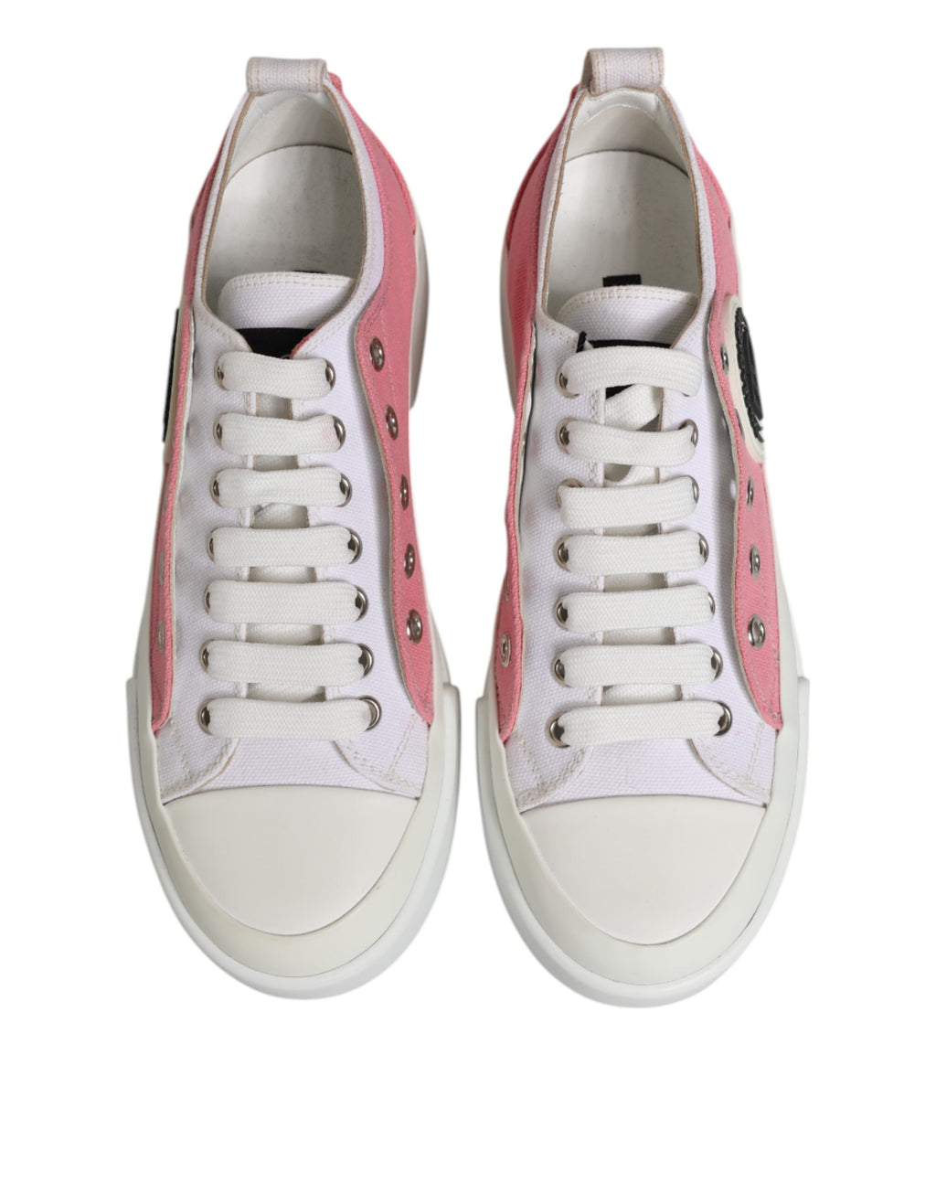 Vita Rosa Låga Sneakers i Canvas