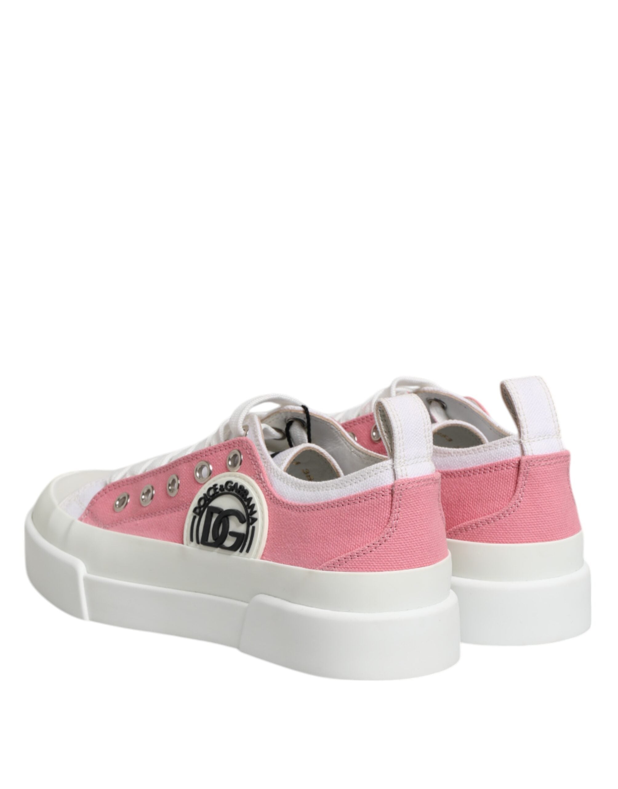 Vita Rosa Låga Sneakers i Canvas