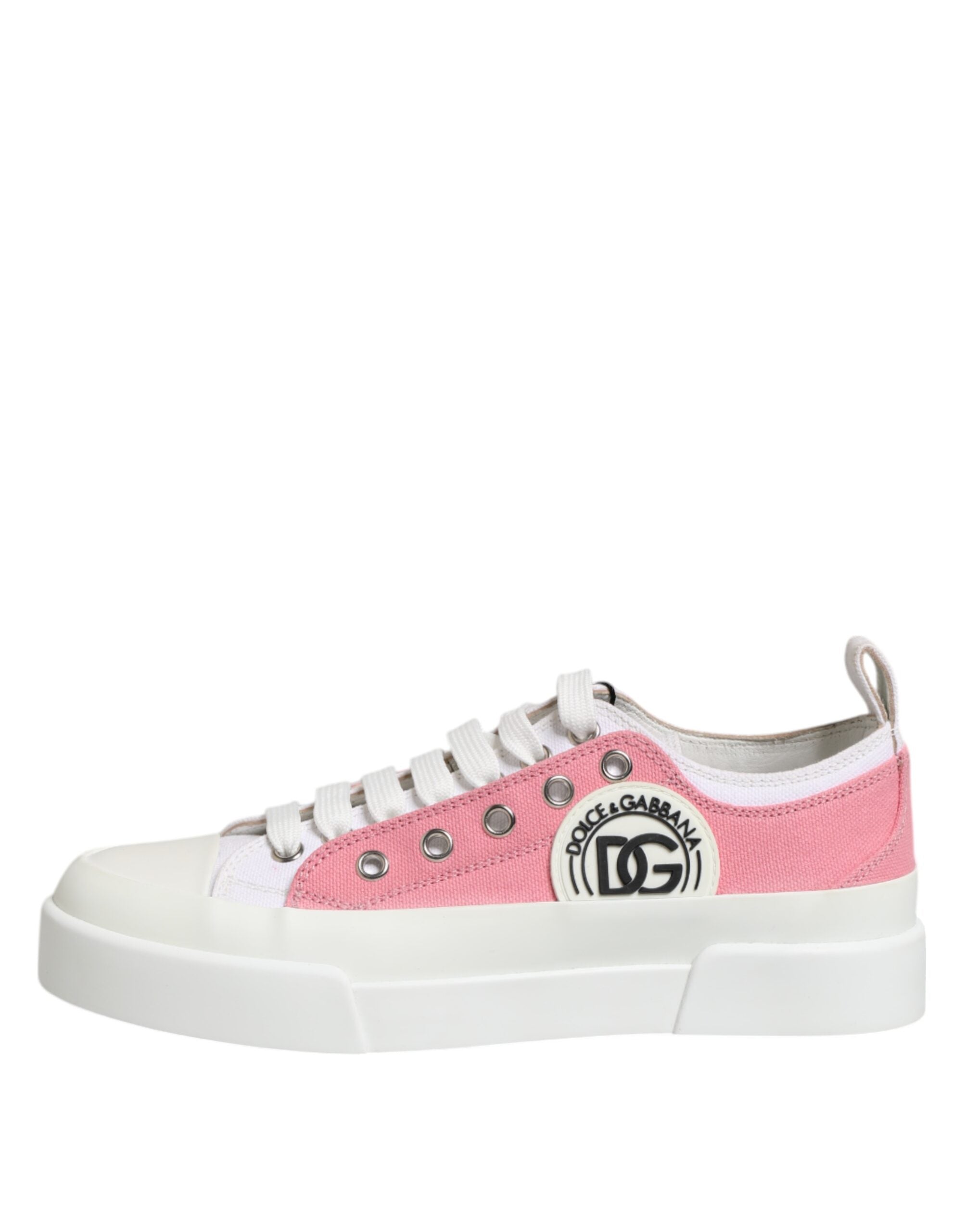 Vita Rosa Låga Sneakers i Canvas