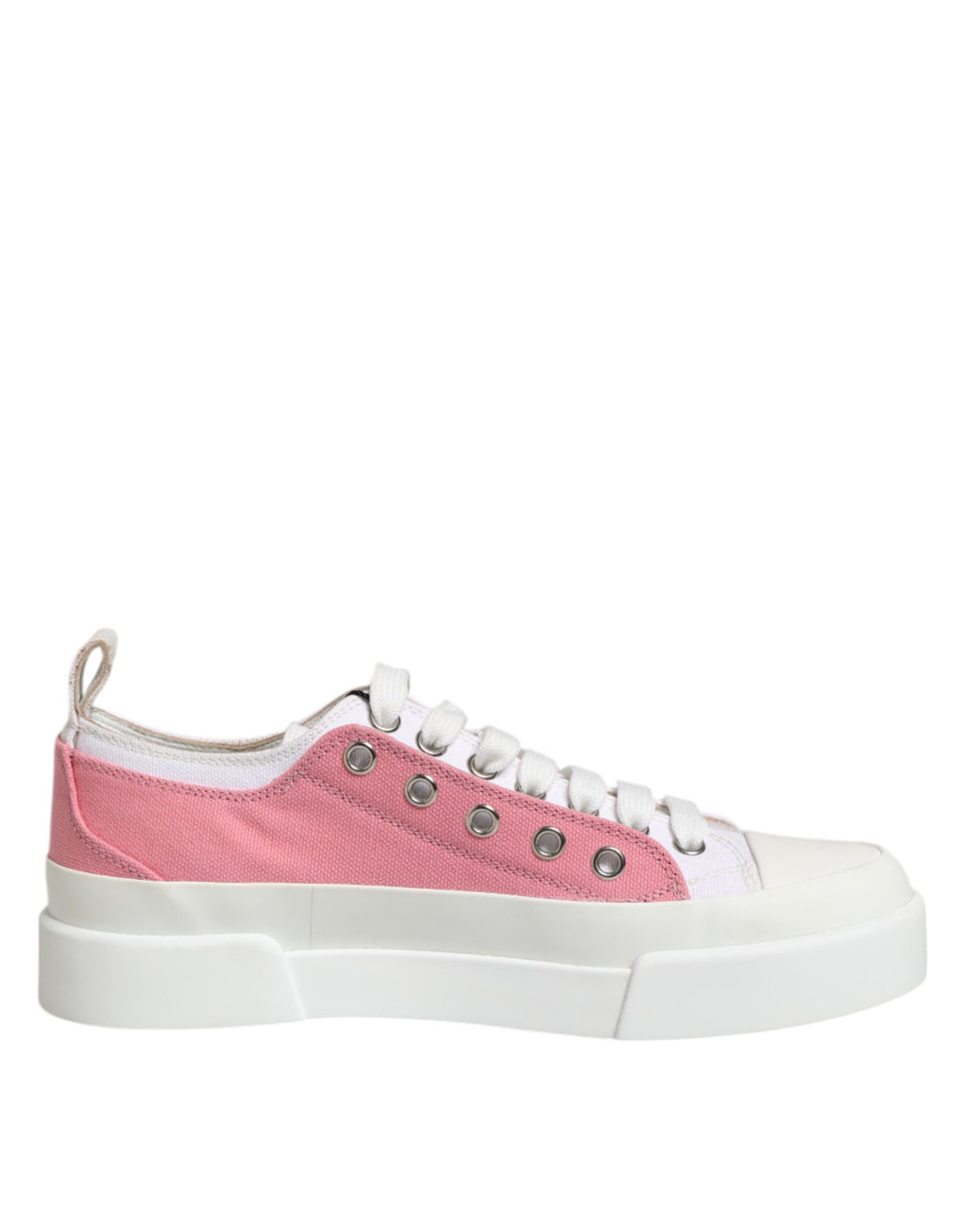 Vita Rosa Låga Sneakers i Canvas
