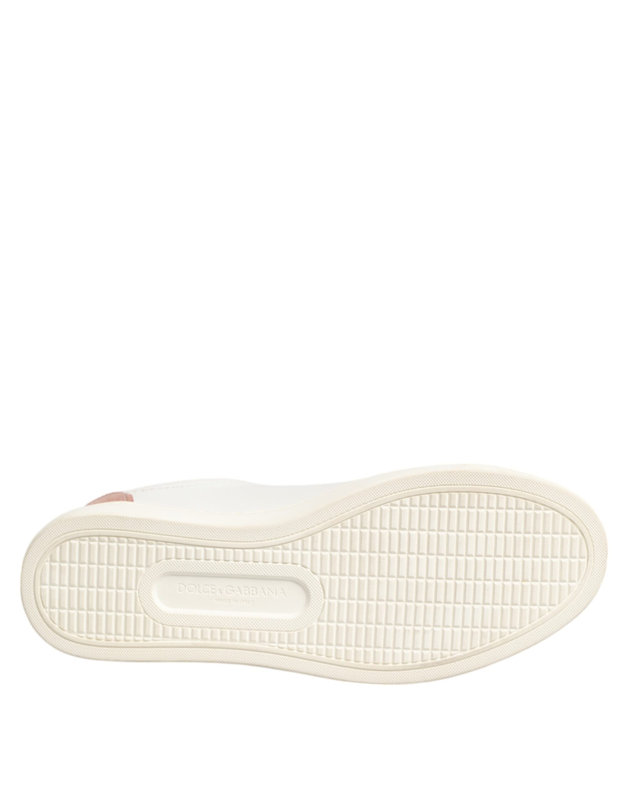 Vita Rosa Låga Sneakers i Läder