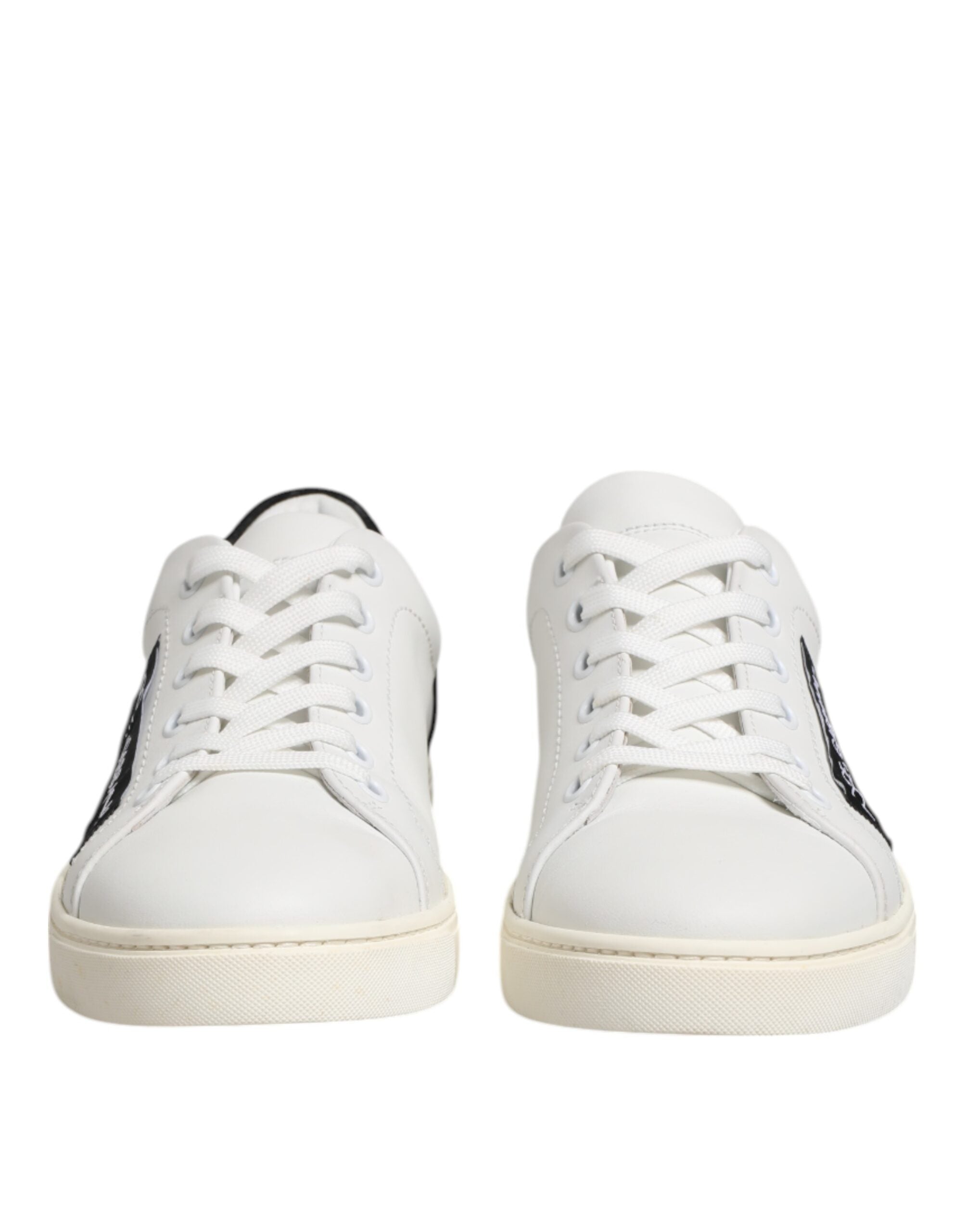 Vita Svarta Låga Sneakers i Läder