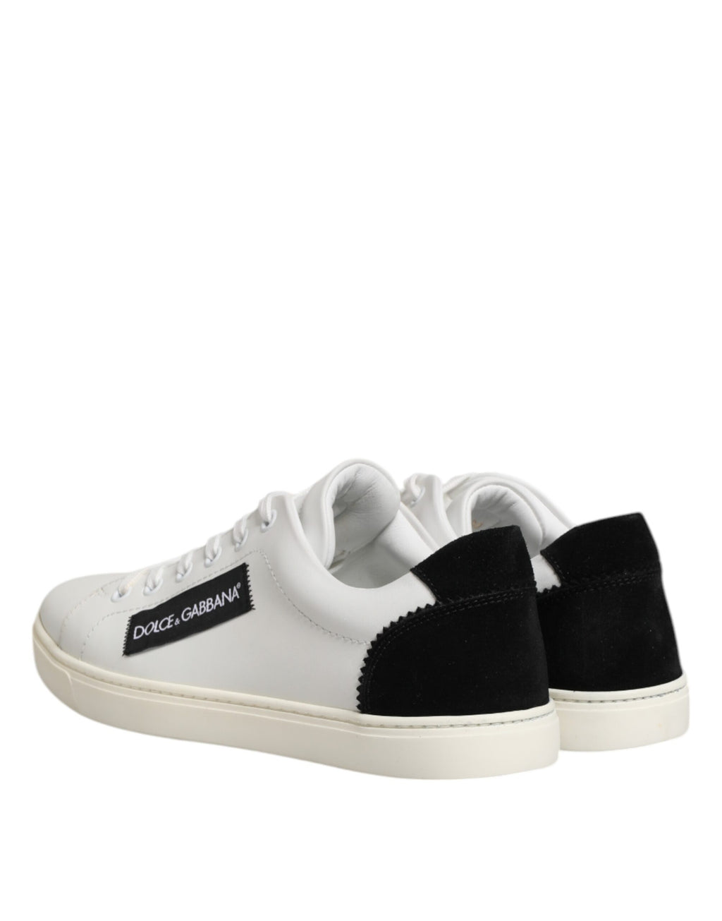 Vita Svarta Låga Sneakers i Läder