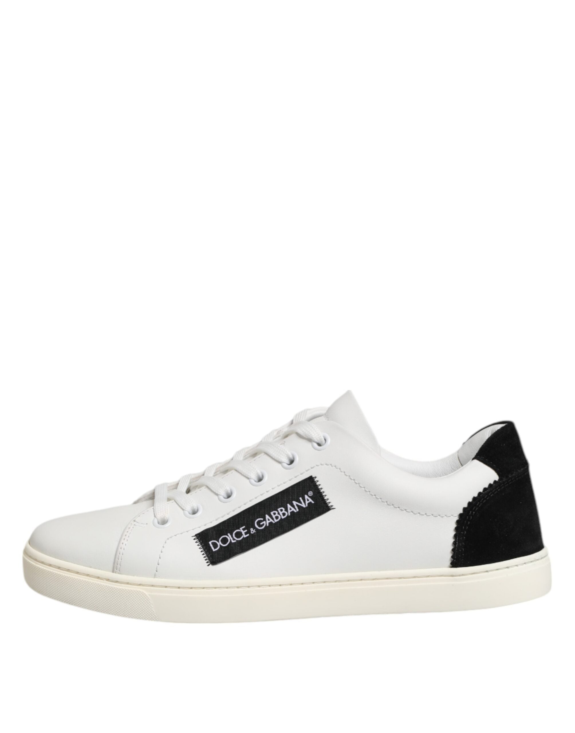 Vita Svarta Låga Sneakers i Läder
