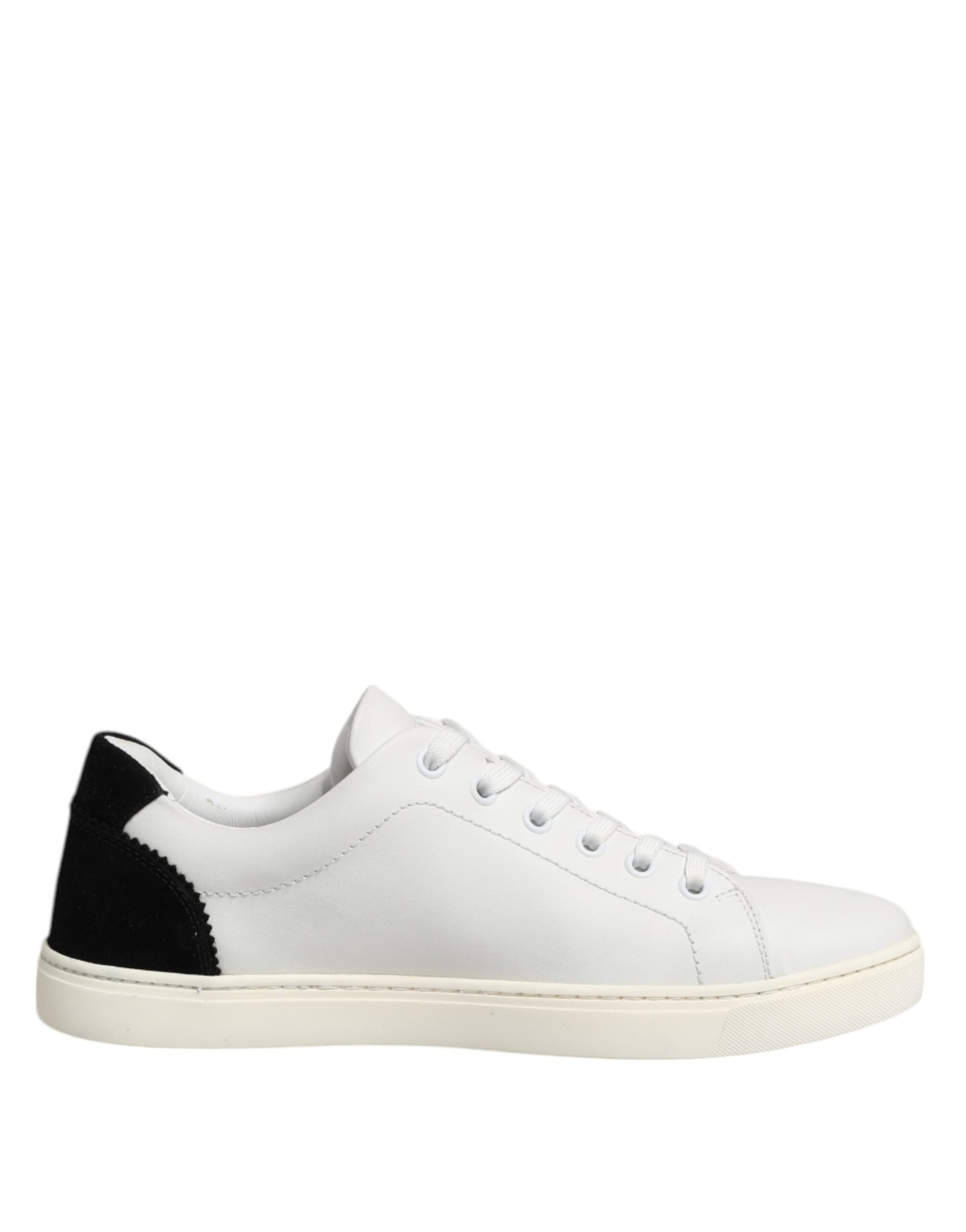 Vita Svarta Låga Sneakers i Läder