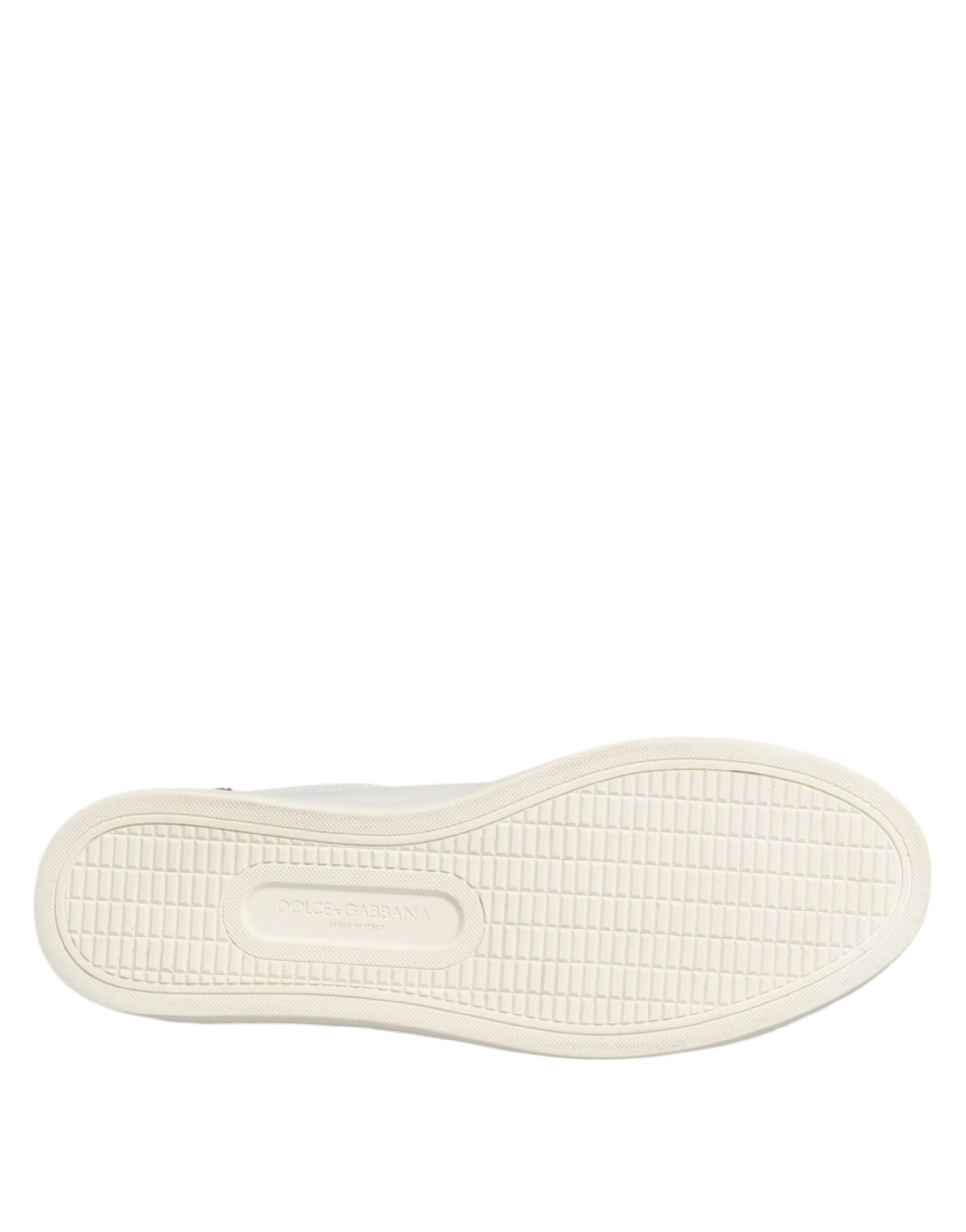 Vita Svarta Låga Sneakers i Läder
