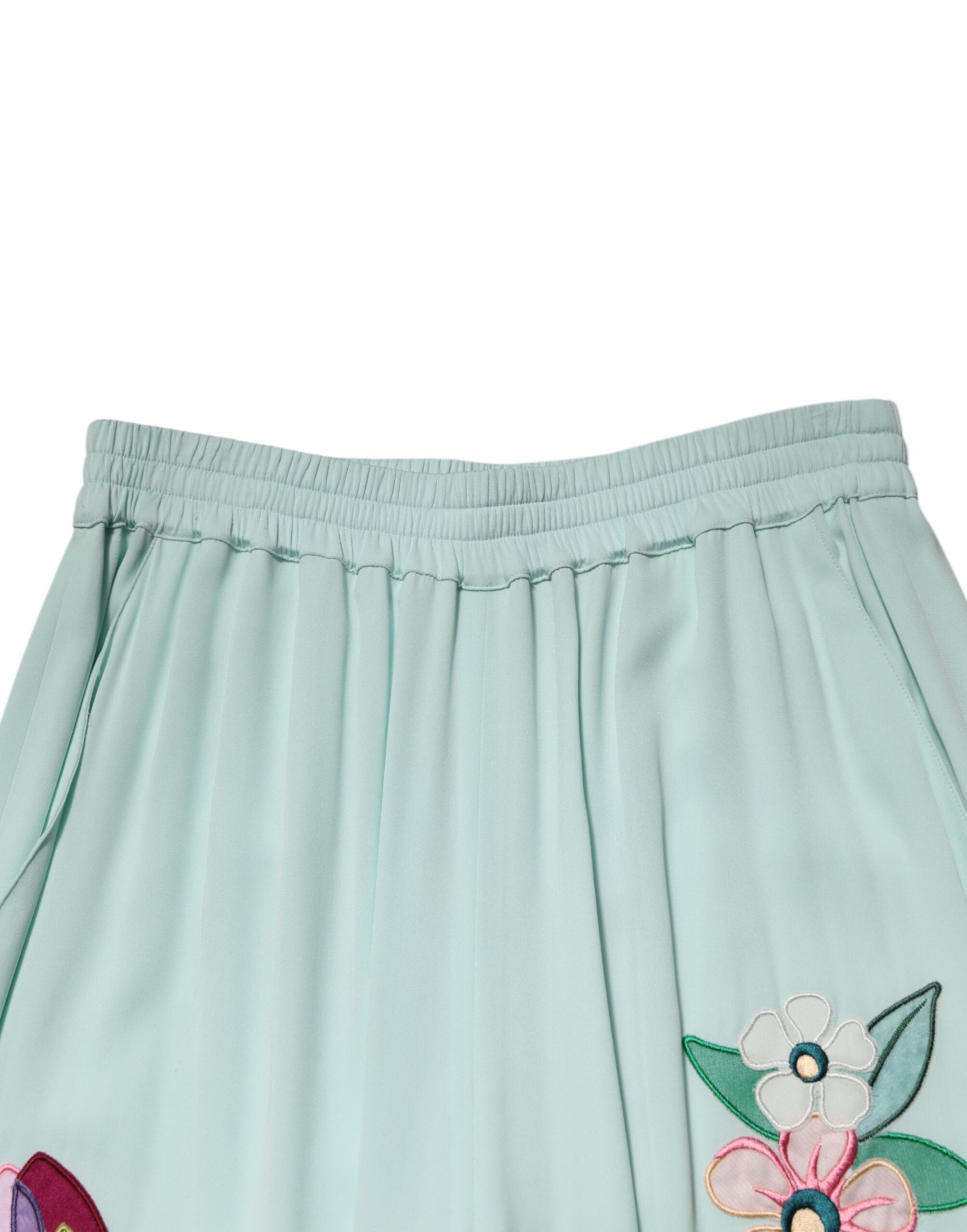 Gröna blommiga raka pyjamasbyxor med strumpbyxor