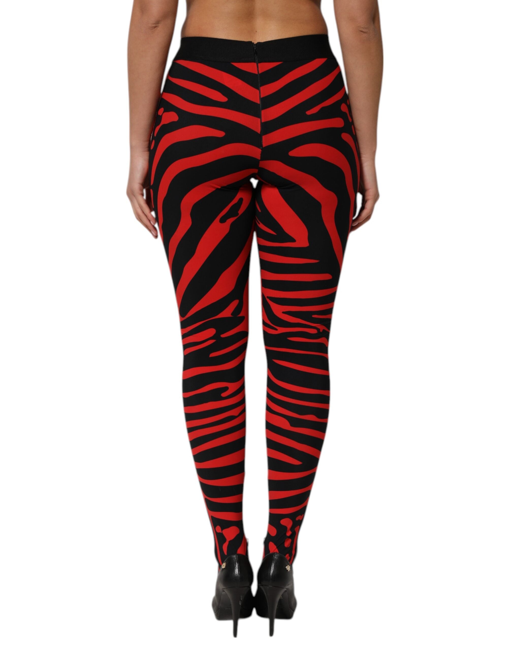 Svarta röda nylonleggings med logotyp och midja