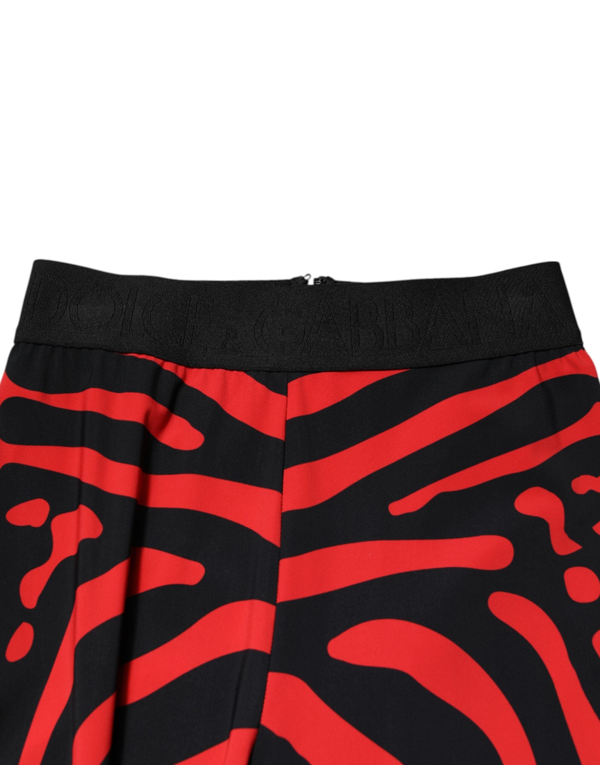 Svarta röda nylonleggings med logotyp och midja