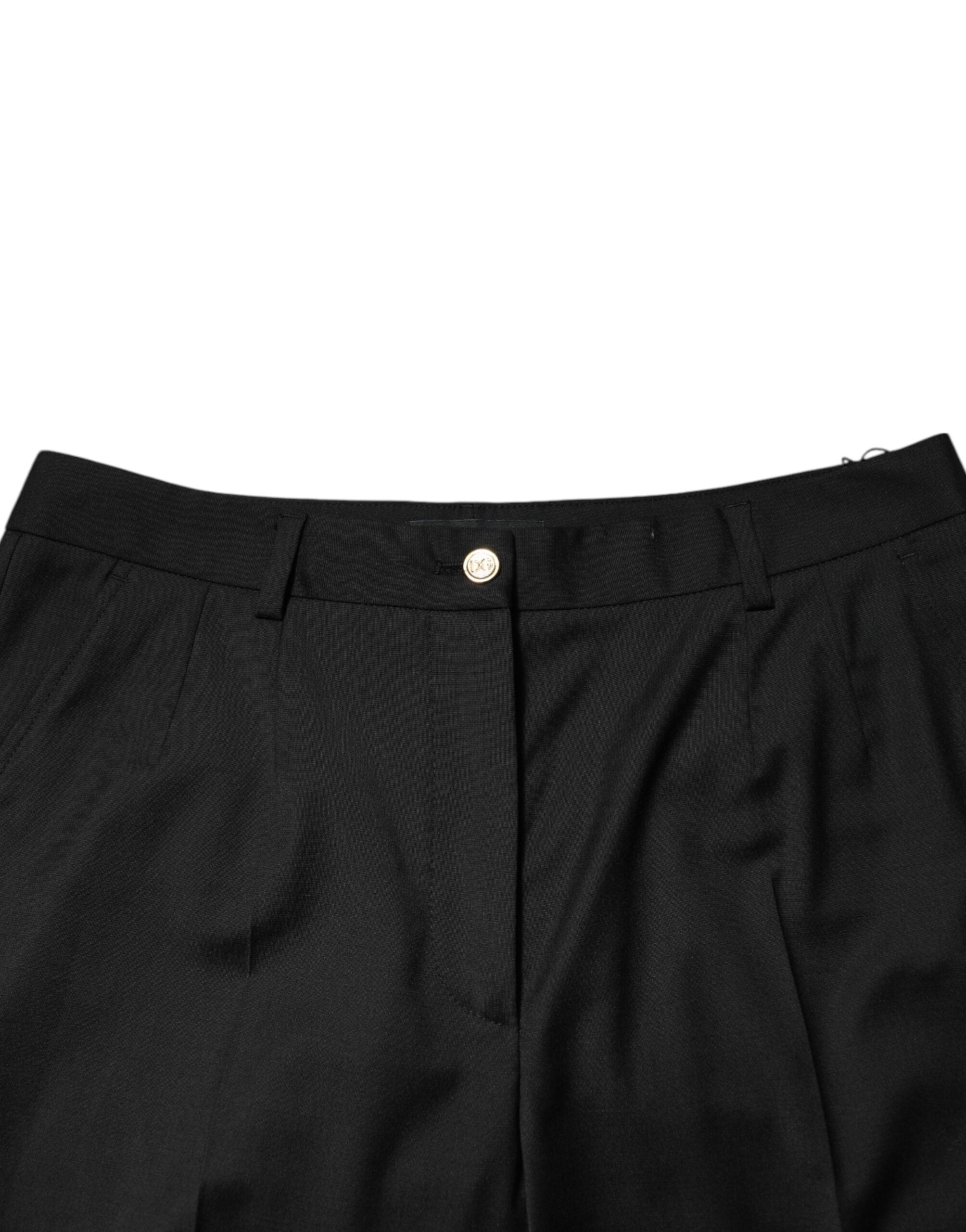 Svarta polyester avsmalnande byxor för kvinnor