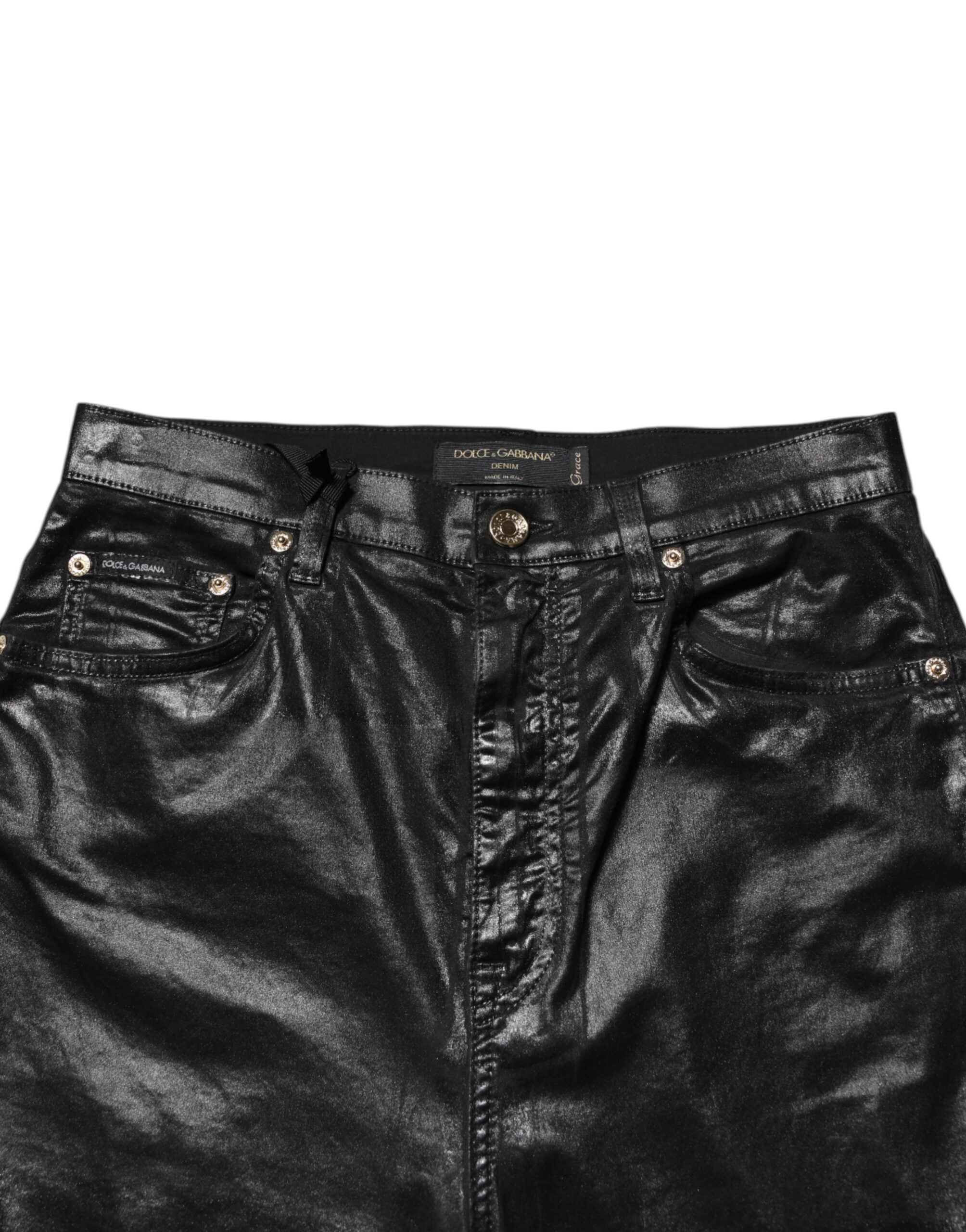 Svarta skinny jeans med hög midja och GRACE-deim