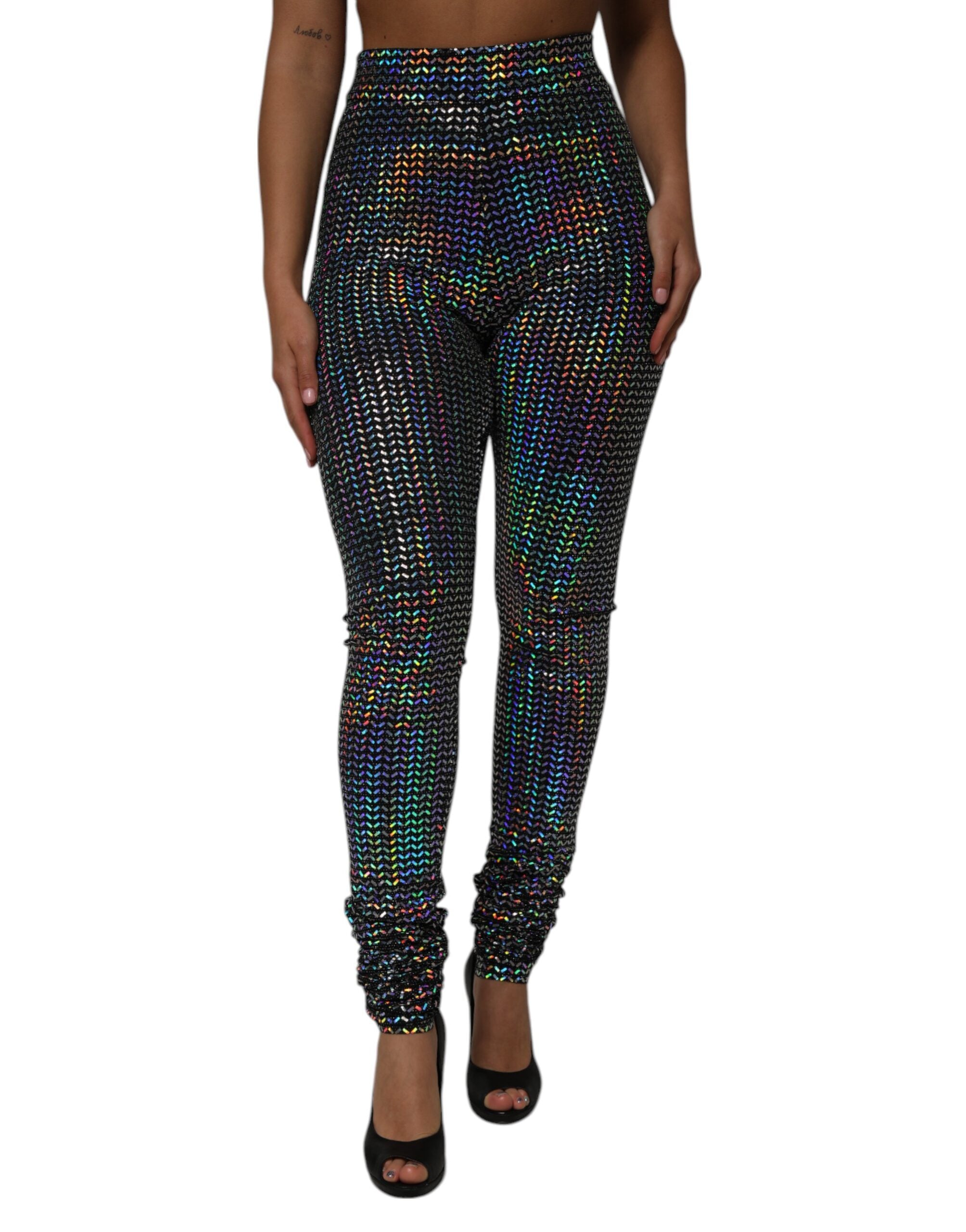 Flerfärgade paljettbesatta leggingsbyxor