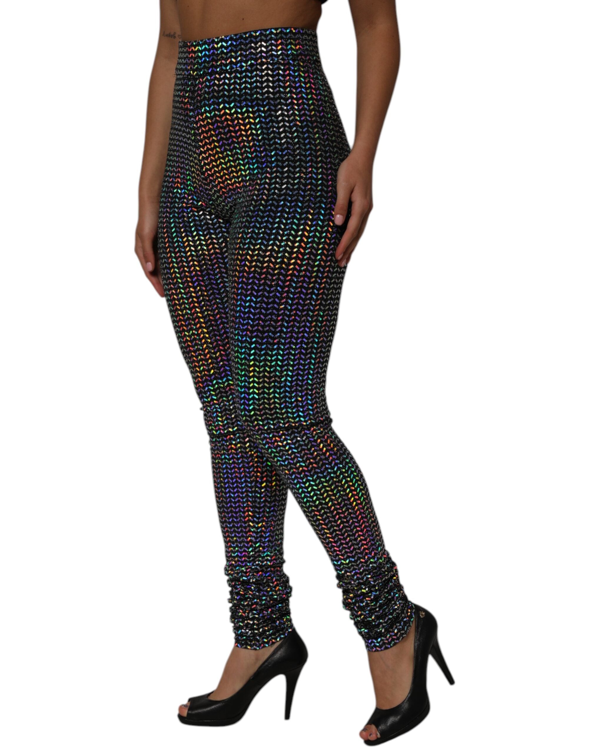 Flerfärgade paljettbesatta leggingsbyxor