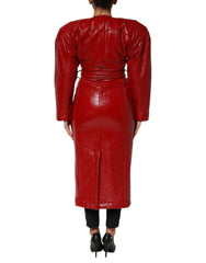 Dolce & Gabbana Red Wool Single Breasted Trench Coat Jacket