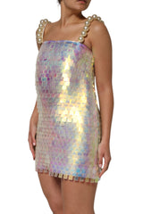 Dolce & Gabbana Multicolor Sequin Holographic Mini  Dress