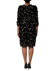 Dolce & Gabbana Black Viscose Pearl Embellishment Shift Dress