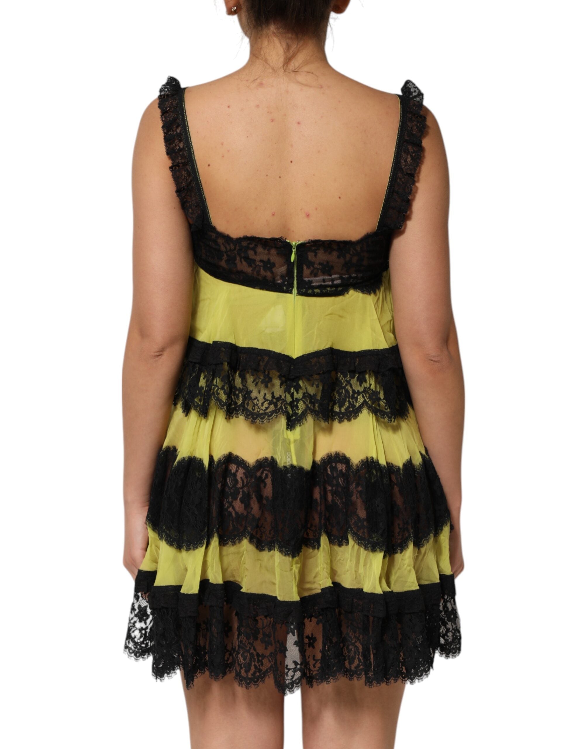 Gul Svart Babydoll Chemise Lingerieklänning