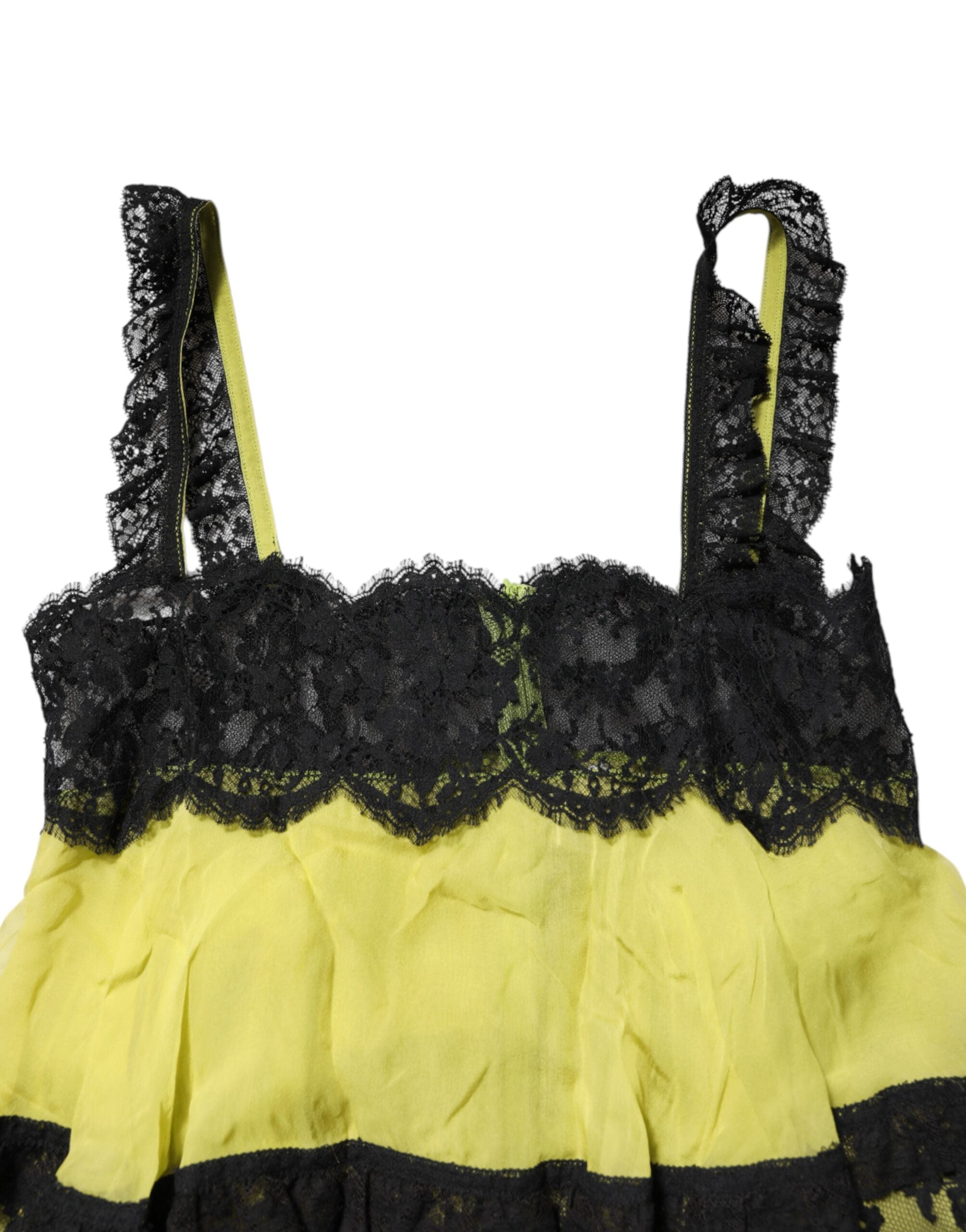 Gul Svart Babydoll Chemise Lingerieklänning