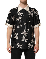 Dolce & Gabbana Black Printed Silk Short Sleeves Casual Shirt