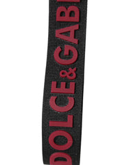 Dolce & Gabbana Black Red DG Logo Polyester Silver Men Keychain Keyring
