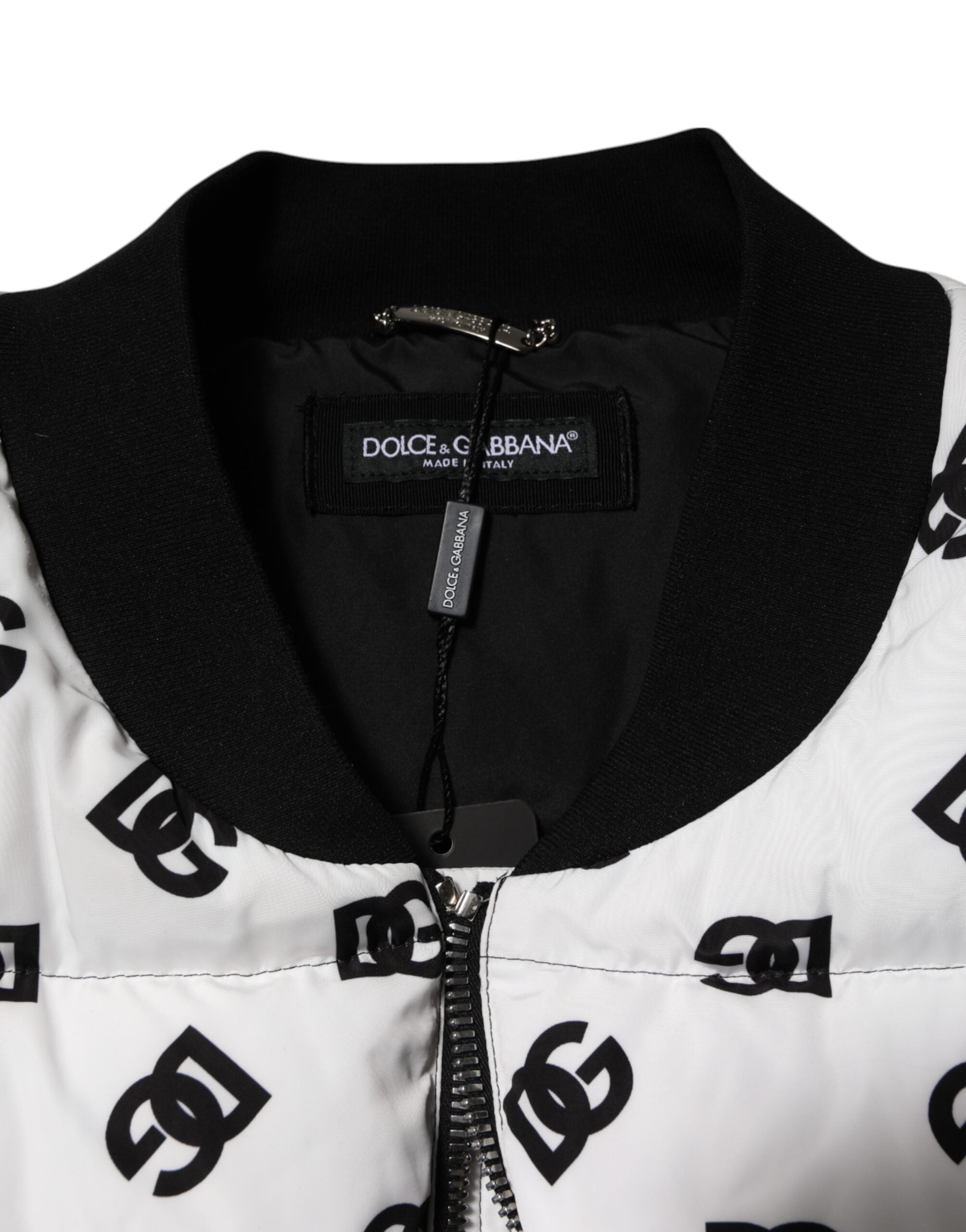 Dolce & Gabbana White DG Monogram Full Zip Quilted Jacket