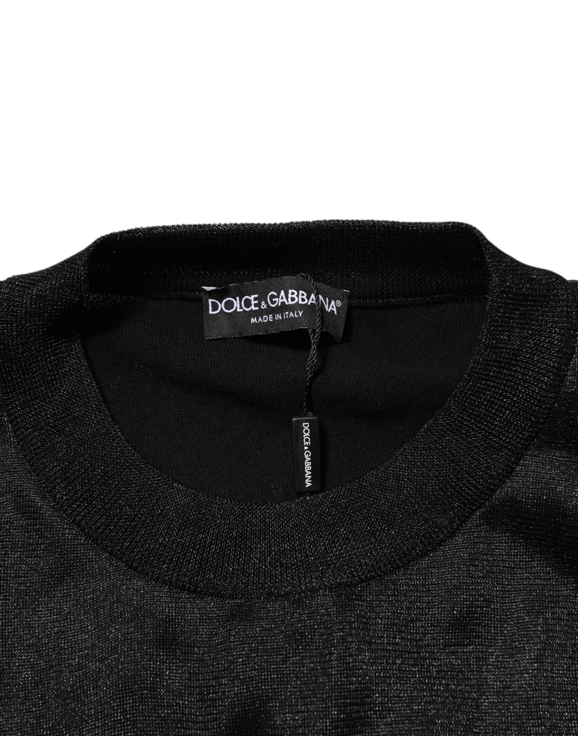 Dolce & Gabbana Black Polyester Pullover Sweatshirt Sweater