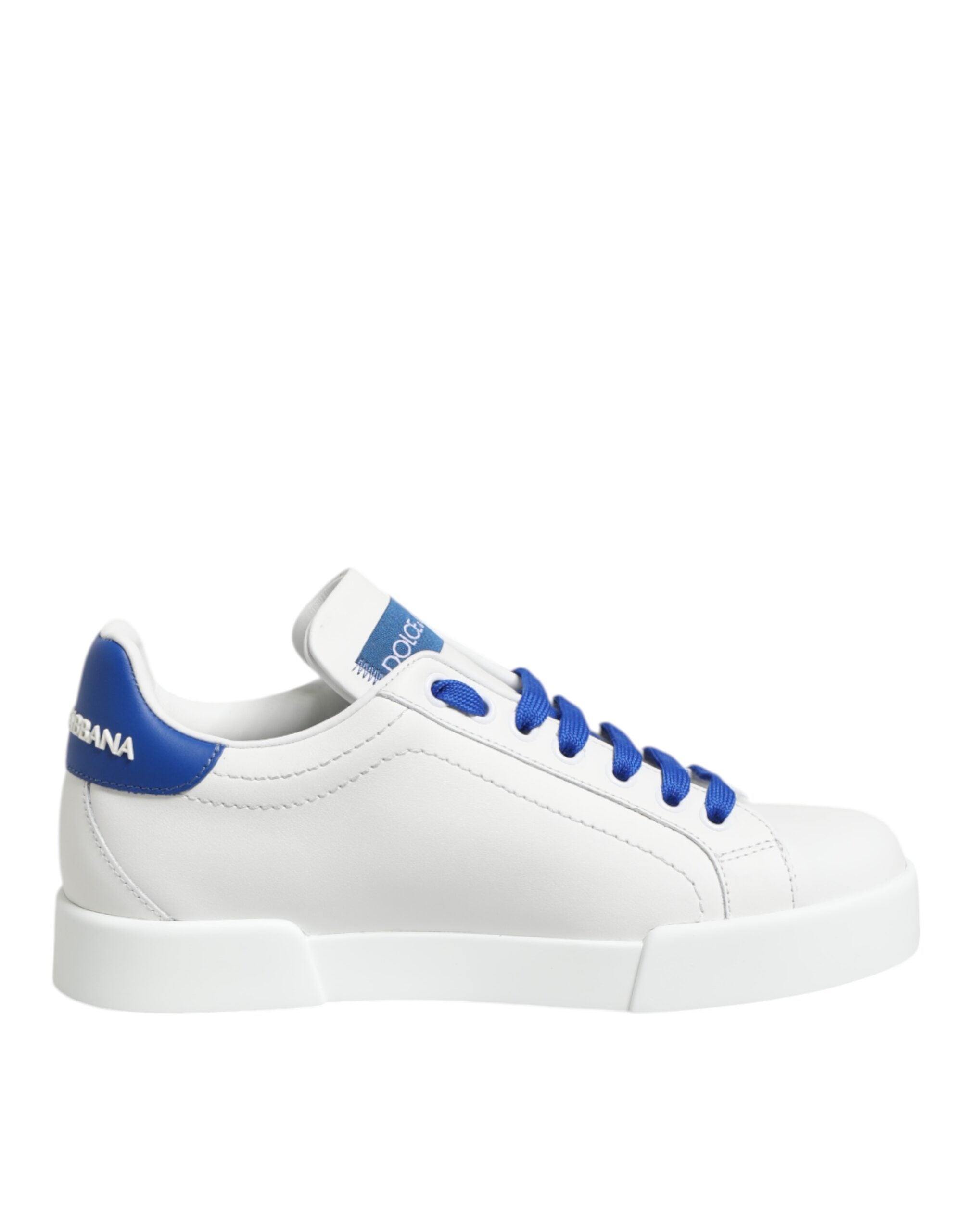 Vita Blå Läder Låga Sneakers Skor