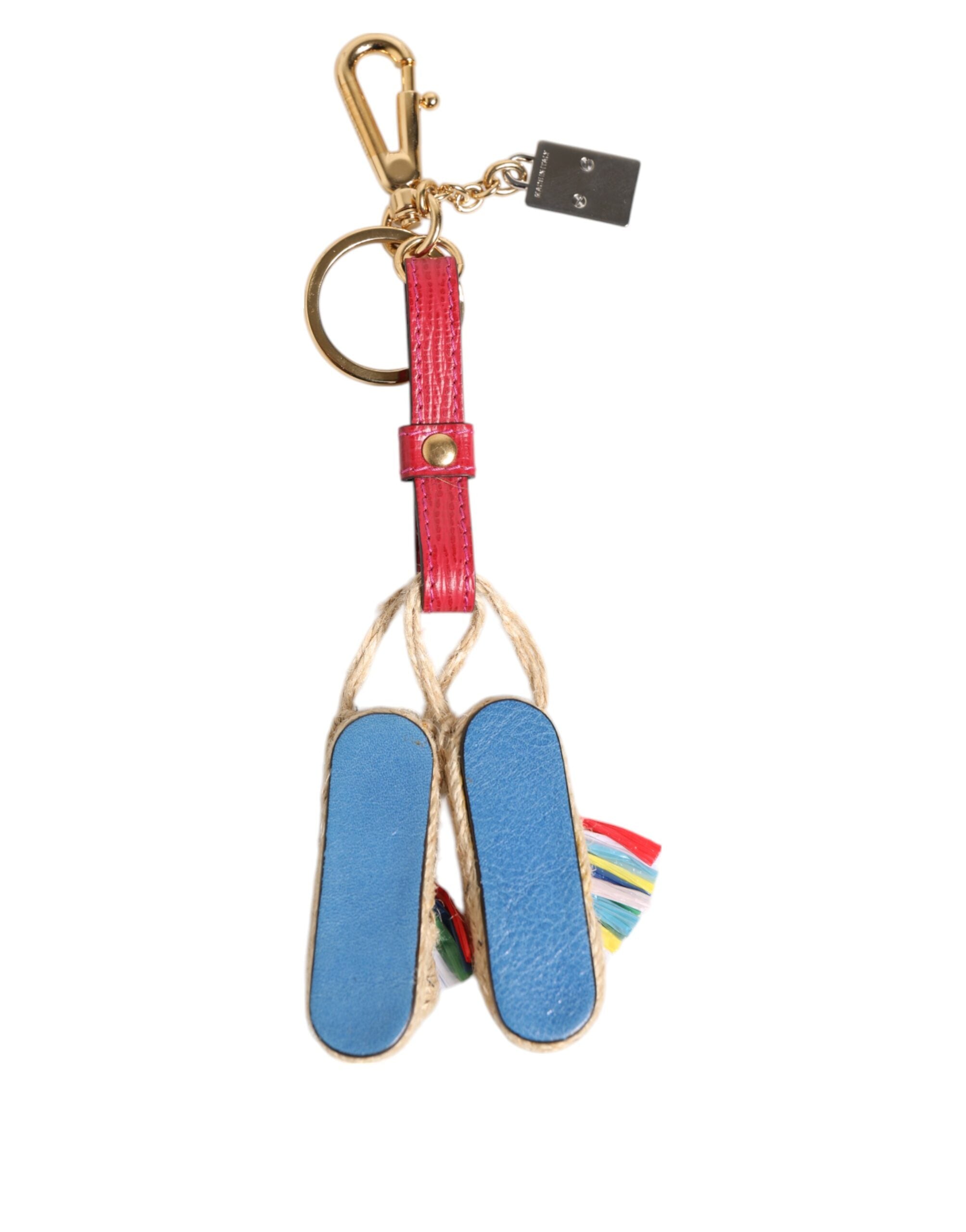 Dolce &amp; Gabbana Röd Gul Mini Espadrille Style Charm Nyckelring Nyckelring
