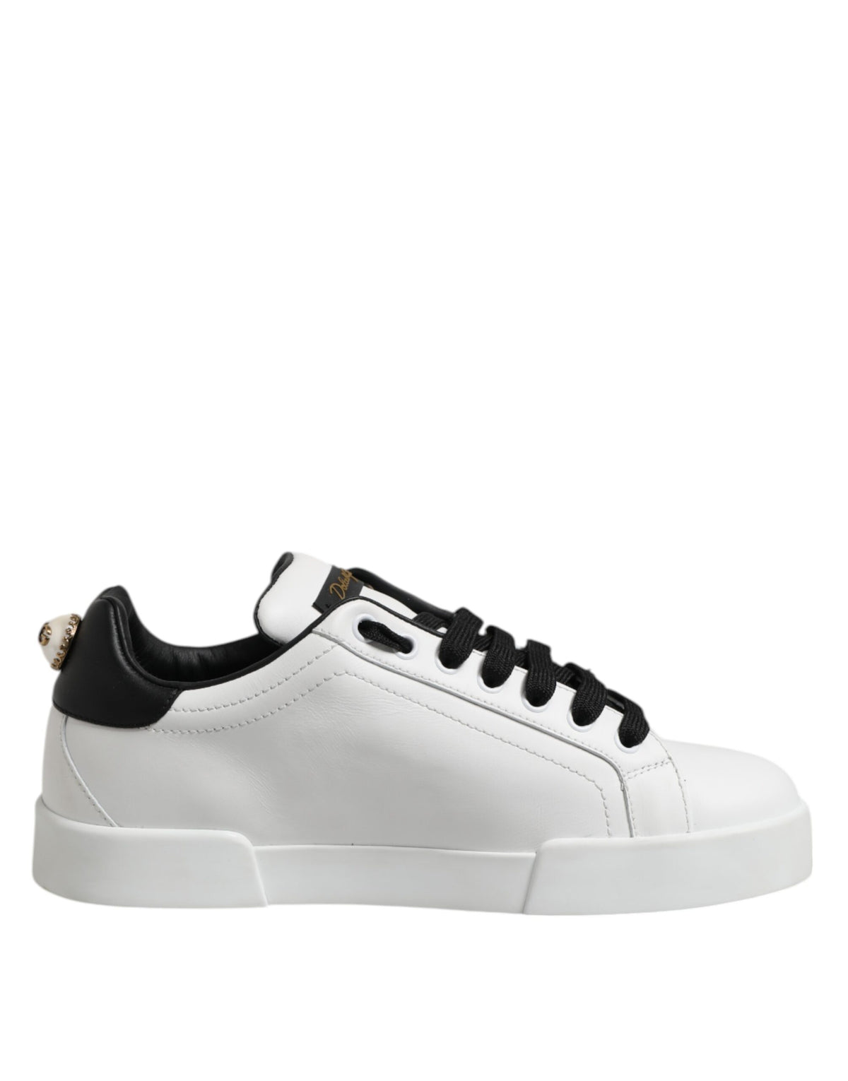 Dolce & Gabbana White Leather Portofino Lace Up Sneakers Shoes