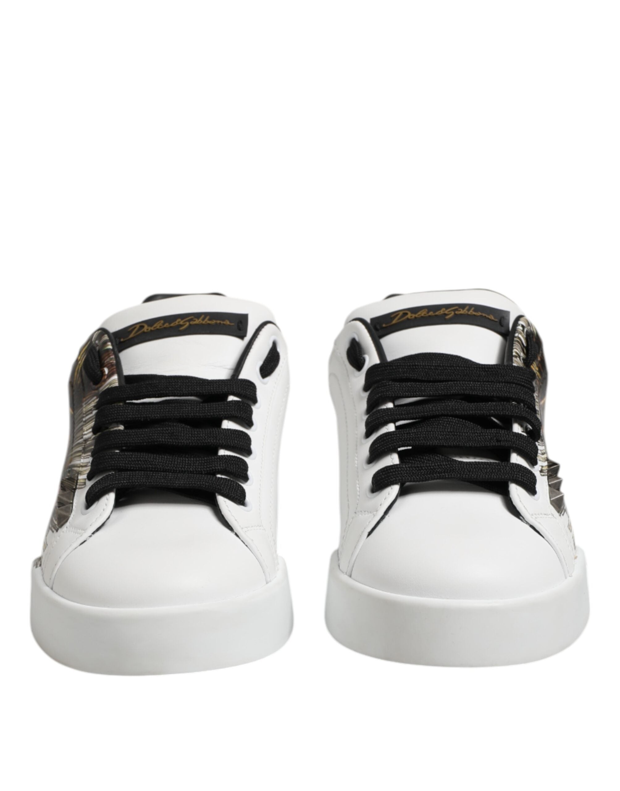 Dolce & Gabbana White Leather Portofino Lace Up Sneakers Shoes