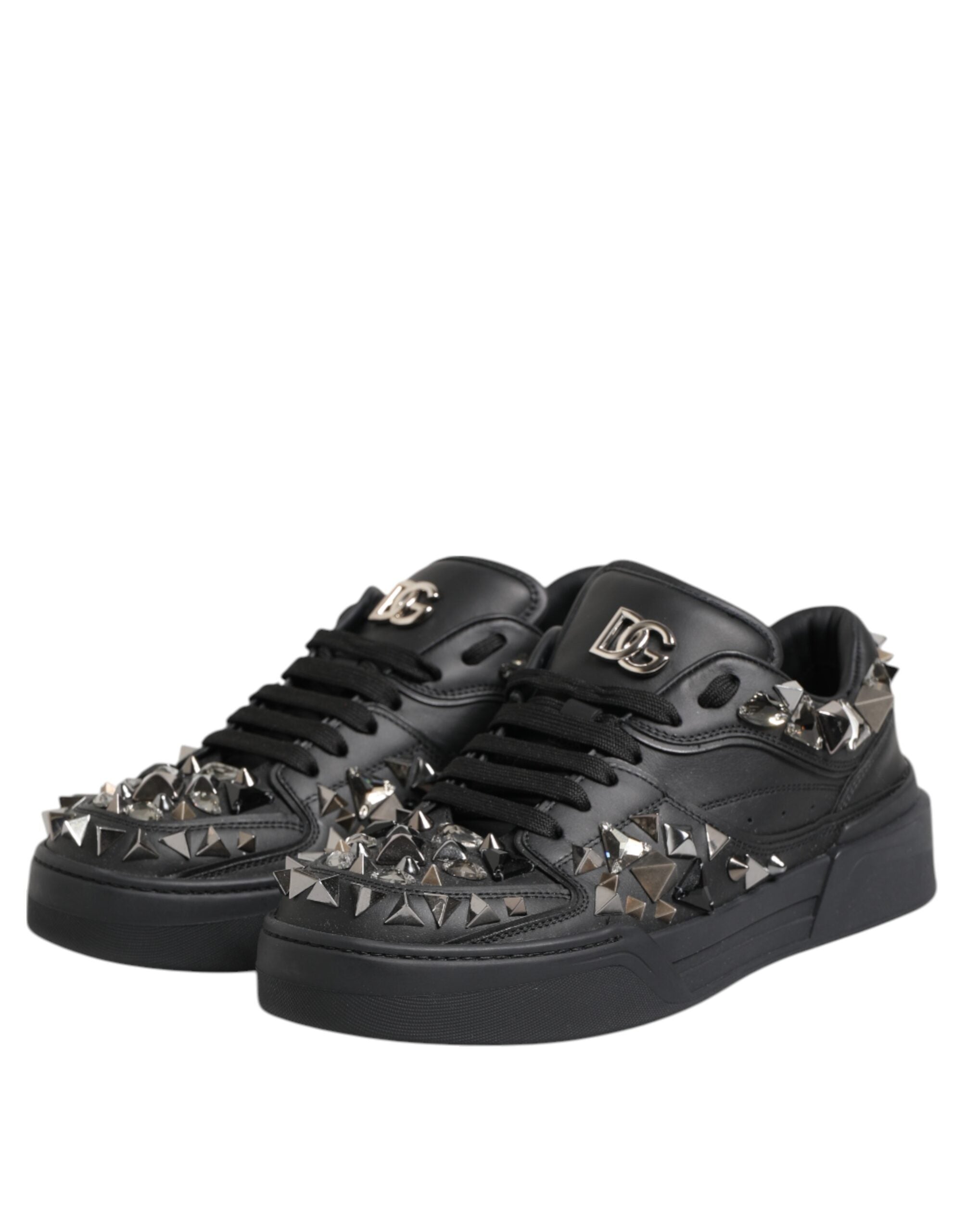 Svarta låga sneakers med lädernibb