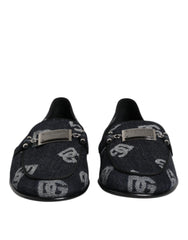 Dolce & Gabbana Blue Logo Cotton Loafers Formal Dress Shoes