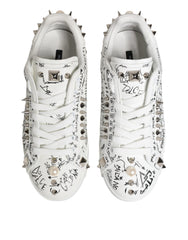 Dolce & Gabbana White Portofino Studded Men Sneakers Shoes