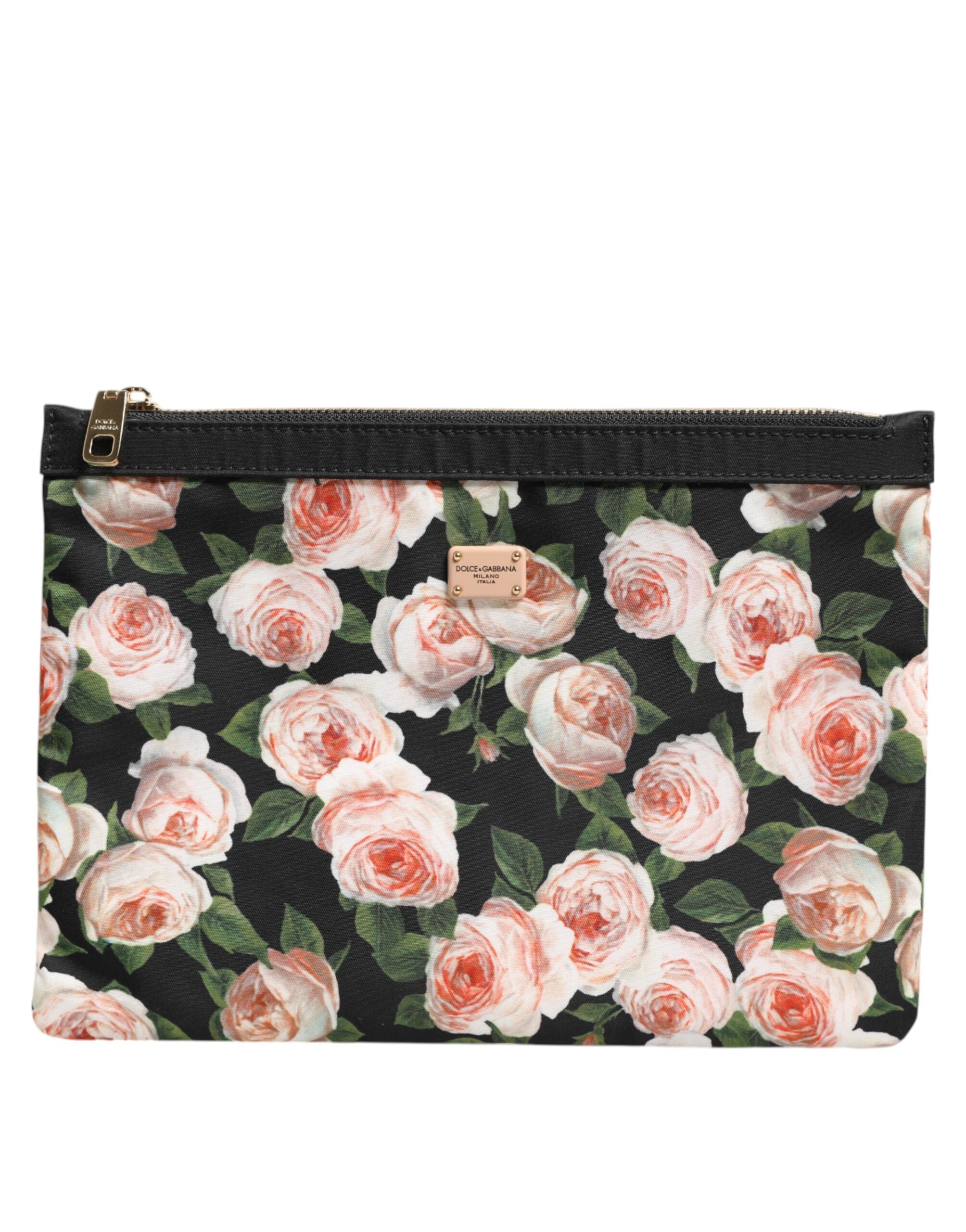 Flerfarget blomstermønster DG plakett clutch dameveske Borse-veske
