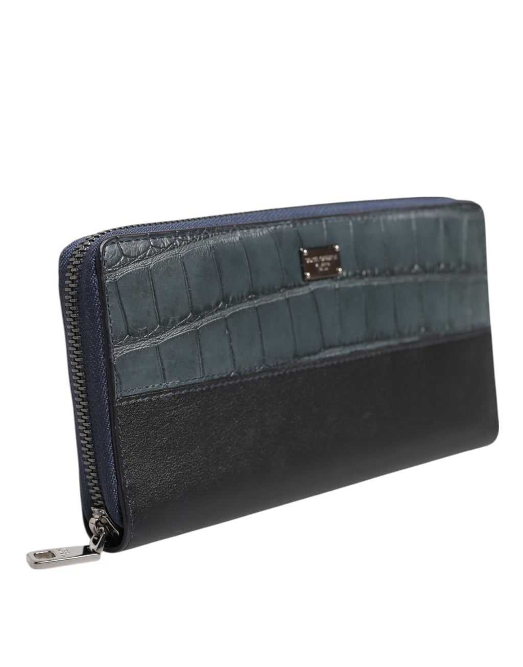 Svartblå exotisk läder herr Continental clutch plånbok