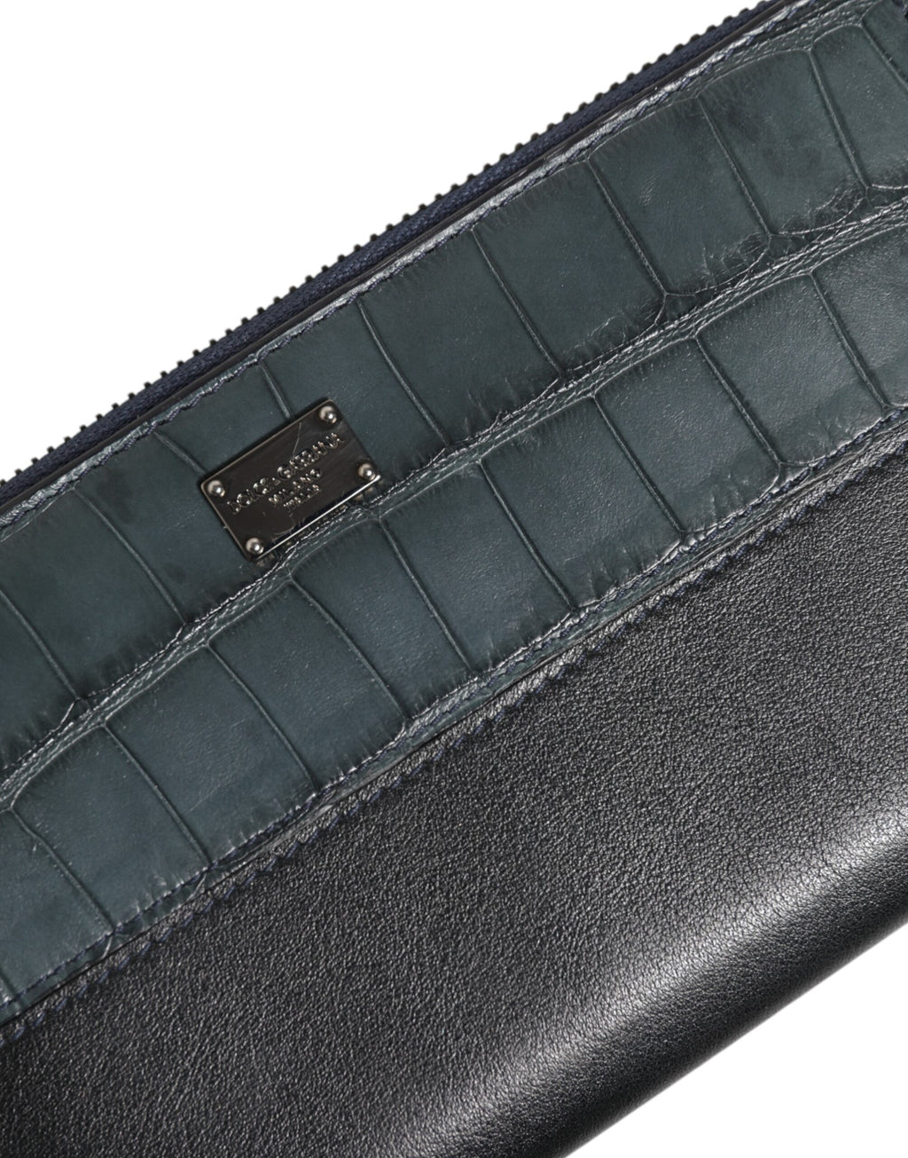 Svartblå exotisk läder herr Continental clutch plånbok