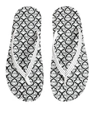 Dolce & Gabbana Black White Logo Beachwear Flats Slipper Shoes