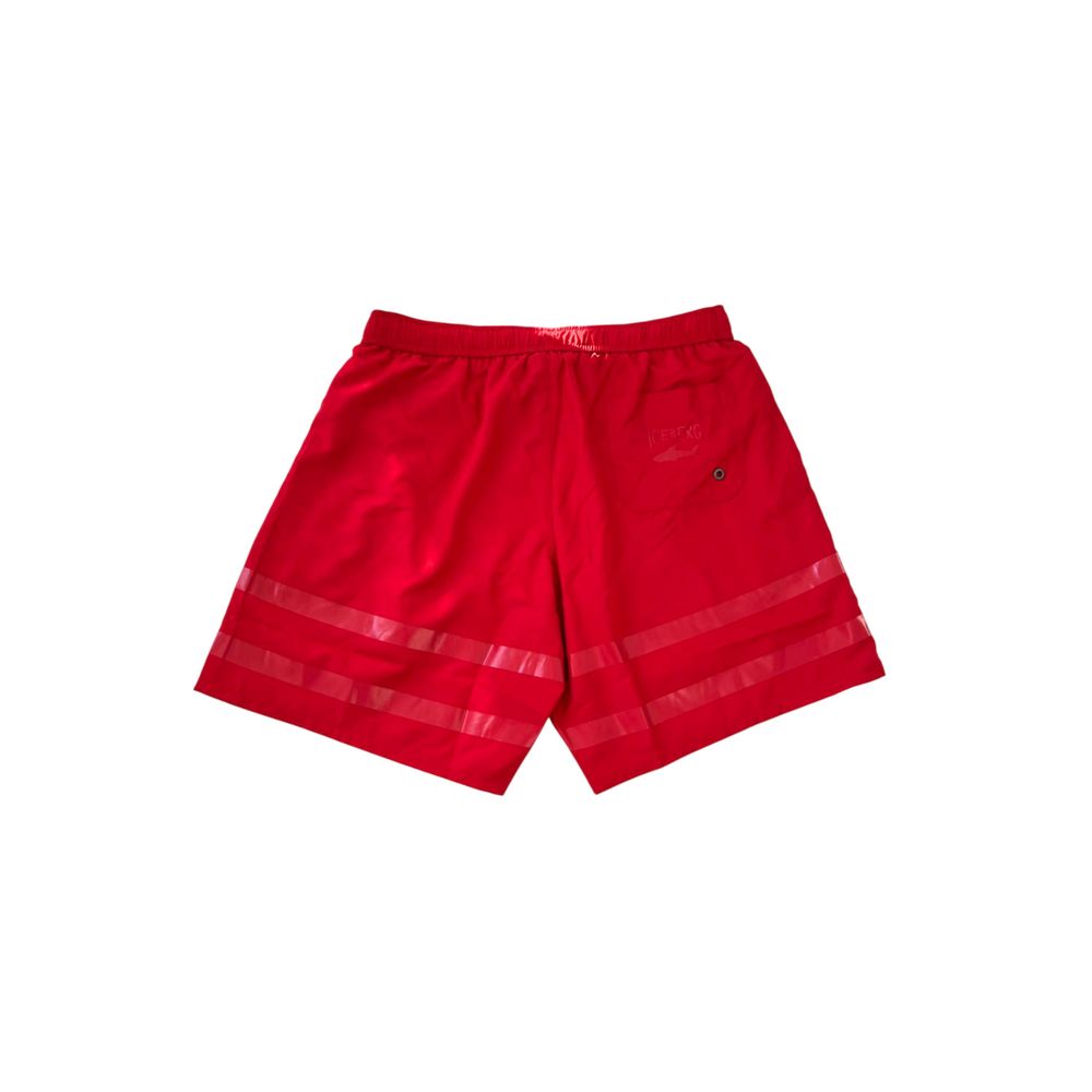 Röda polyester herr badshorts