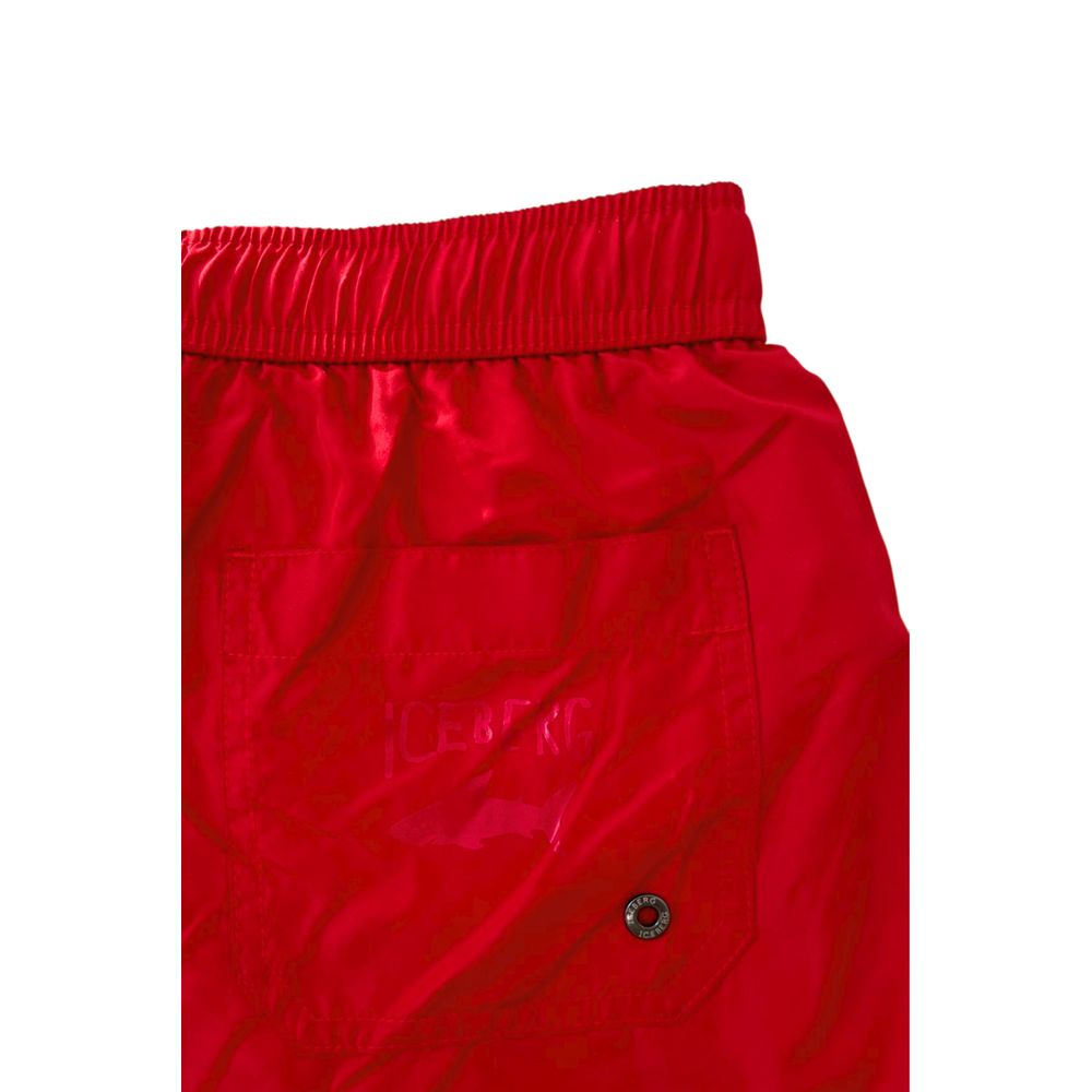 Röda polyester herr badshorts