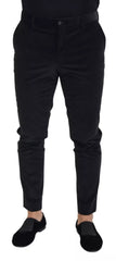 Dolce & Gabbana Black Stretch Cotton Slim Trousers Chino Pants