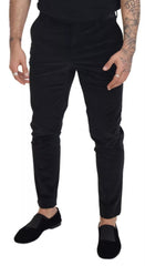 Dolce & Gabbana Black Stretch Cotton Slim Trousers Chino Pants