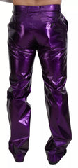 Dolce & Gabbana Purple Metallic Nylon Straight Trouser Pants